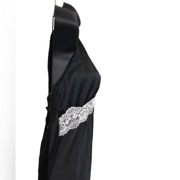 Sincerely Jules white lace open back satin effect black maxi slip dress size XL - Picture 10 of 15